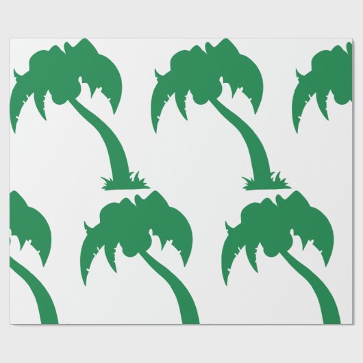 Tropical Palm Tree Silhouette Green Island Beach Geschenkpapier (Flach)