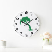 Tropical Palm Tree Silhouette Green Island Beach Große Wanduhr