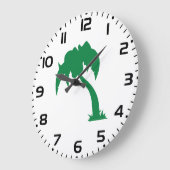 Tropical Palm Tree Silhouette Green Island Beach Große Wanduhr (Winkel)