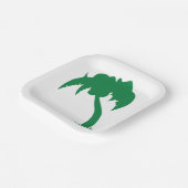 Tropical Palm Tree Silhouette Green Island Beach Pappteller (Gewinkelt)