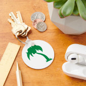 Tropical Palm Tree Silhouette Green Island Beach Schlüsselanhänger