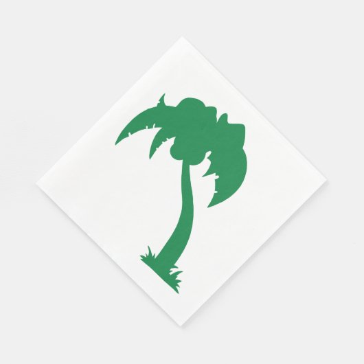 Tropical Palm Tree Silhouette Green Island Beach Serviette (Ecke)