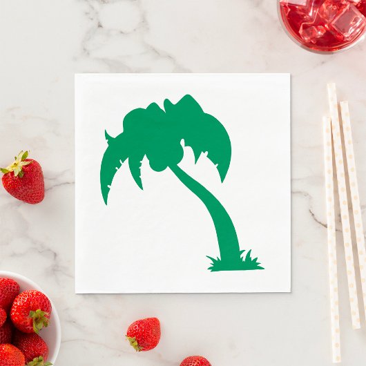 Tropical Palm Tree Silhouette Green Island Beach Serviette