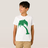 Tropical Palm Tree Silhouette Green Island Beach T-Shirt (Vorne ganz)