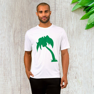 Tropical Palm Tree Silhouette Green Island Beach T-Shirt