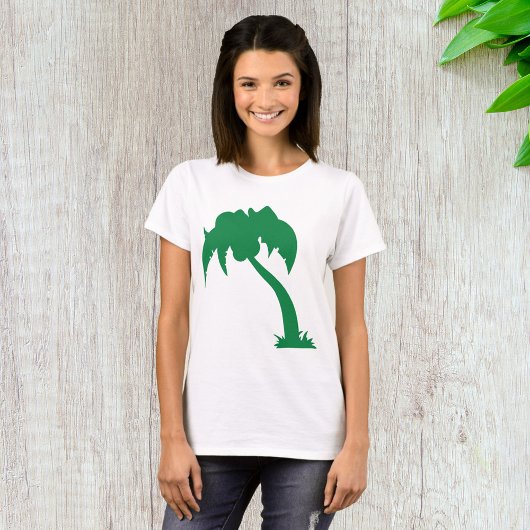 Tropical Palm Tree Silhouette Green Island Beach T-Shirt