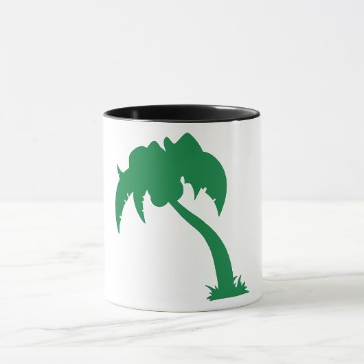 Tropical Palm Tree Silhouette Green Island Beach Tasse