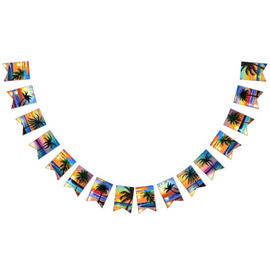 Tropical Palm Tree Silhouette Party Wimpelkette (Alle)