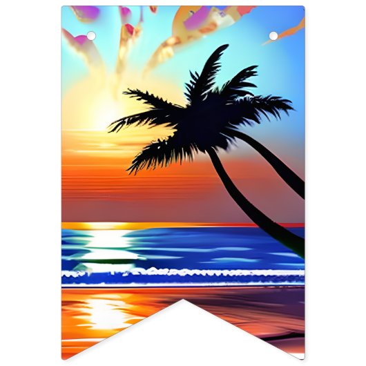 Tropical Palm Tree Silhouette Party Wimpelkette (Zweite Fahne)