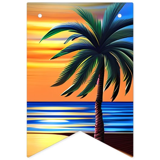 Tropical Palm Tree Silhouette Party Wimpelkette (Dritte Fahne)