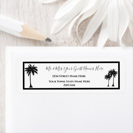 Tropical Palm Tree Silhouette Rücksendeadresse (Insitu)