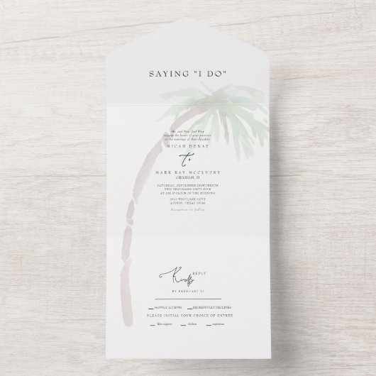Tropical Palm Tree Sprichwort I Do Wedding All In One Einladung (Innen Boden)