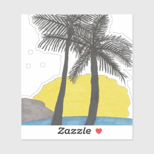 Tropical Palm Tree Sticker (Blatt)