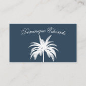 Tropical Palm Tree Stilvoll Blau Weiß Beruflich Visitenkarte (Vorderseite)
