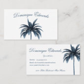 Tropical Palm Tree Stilvolles Blau Beruflich Visitenkarte (Vorne/Hinten)