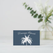 Tropical Palm Tree Stylish Blue White QR Business Visitenkarte (Stehend Vorderseite)