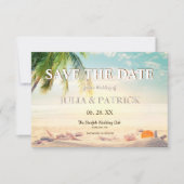 Tropical Palm Tree Summer Beach Wedding Rettete Th Save The Date (Vorderseite)