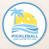 Tropical Palm Tree Sun Custom Pickleball Runder Pappuntersetzer (Vorderseite)