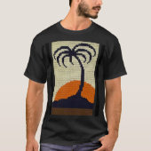 Tropical Palm Tree Sunrise Artisan Crochet Print T-Shirt (Vorderseite)