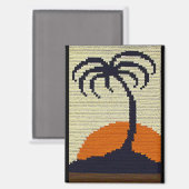 Tropical Palm Tree Sunset Artisan Crochet Print Magnet (Vorderseite/Rückseite)