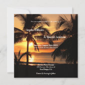 Tropical Palm Tree Sunset Beach Einladung (Vorderseite)