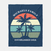 Tropical Palm Tree Sunset Custom Blue Beach House Fleecedecke (Vorderseite)