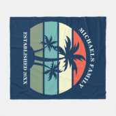 Tropical Palm Tree Sunset Custom Blue Beach House Fleecedecke (Vorderseite (Horizontal))
