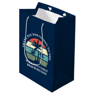 Tropical Palm Tree Sunset Custom Blue Beach Party Mittlere Geschenktüte