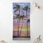 Tropical Palm Tree Sunset Dreifach Gefaltete Einladung (Innenseite)