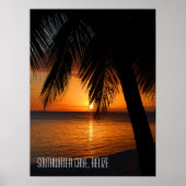 Tropical Palm Tree Sunset in Belize Poster (Vorne)