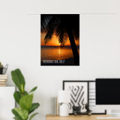 Tropical Palm Tree Sunset in Belize Poster (Heimbüro)