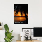 Tropical Palm Tree Sunset in Belize Poster (Heimbüro)