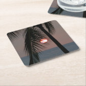 Tropical Palm Tree Sunset Rechteckiger Pappuntersetzer (angewinkelt)