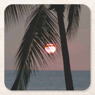 Tropical Palm Tree Sunset Rechteckiger Pappuntersetzer