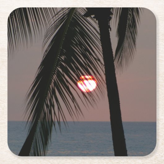 Tropical Palm Tree Sunset Rechteckiger Pappuntersetzer (Vorderseite)