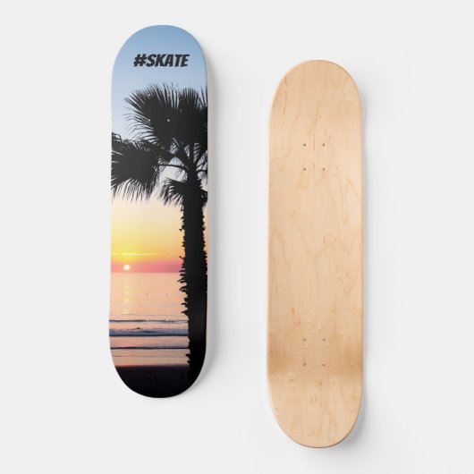 Tropical Palm Tree Sunset Skateboard (Vorderseite)