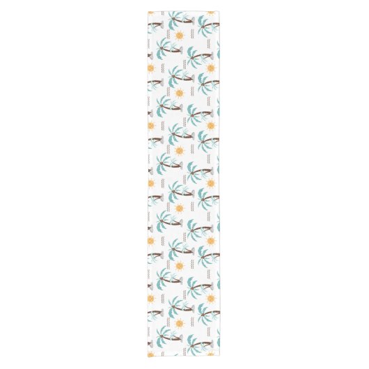 Tropical Palm Tree Sunshine Aquamarin Türkis Kurzer Tischläufer (Vorderseite)