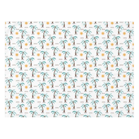 Tropical Palm Tree Sunshine Aquamarin Türkis Tischdecke (Vorderseite (Horizontal))