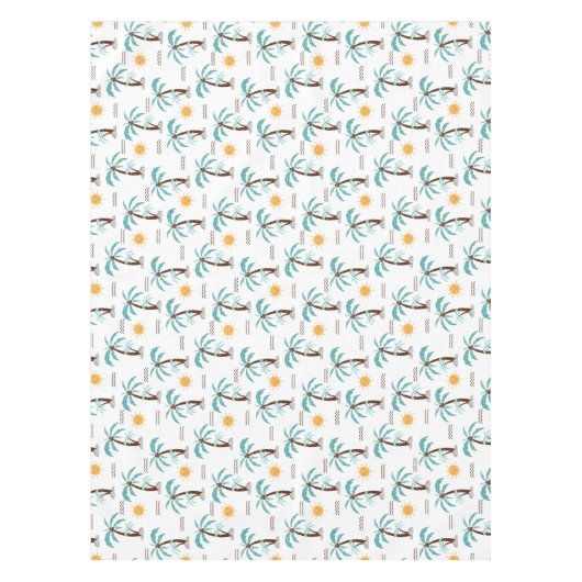 Tropical Palm Tree Sunshine Aquamarin Türkis Tischdecke (Vorderseite)