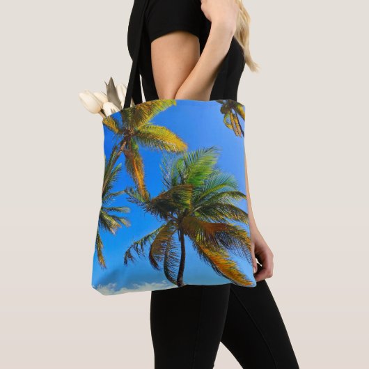 Tropical Palm Tree Tote Bag - Küstenstreifen Tasche (Von Nahem)