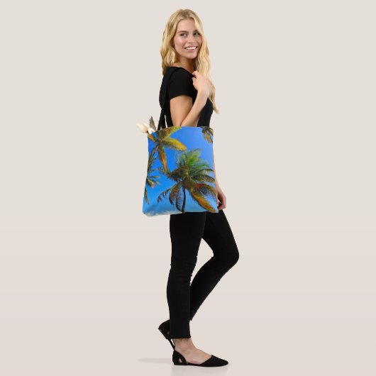 Tropical Palm Tree Tote Bag - Küstenstreifen Tasche (Am Model)