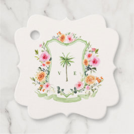 Tropical Palm Tree Wappen Monogram Beach Wedding Geschenkanhänger