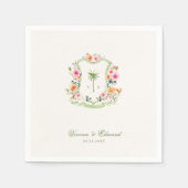 Tropical Palm Tree Wappen Monogram Summer Wedding Serviette (Vorderseite)