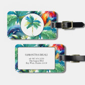 Tropical Palm Tree Wasserfarbe Mit Monogramm Gepäckanhänger