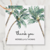 Tropical Palm Tree Watercolor Beach Hochzeit Geschenkanhänger (Vorderseite)
