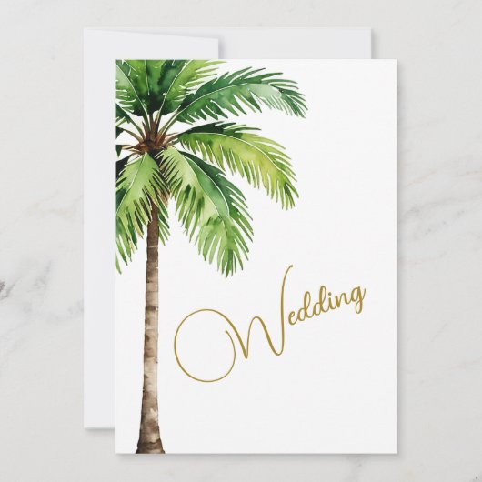 Tropical Palm Tree Watercolor Einladung (Vorderseite)