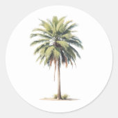 Tropical Palm Tree Watercolor Runder Aufkleber (Vorderseite)