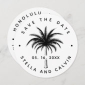 Tropical Palm Tree Wedding einfaches Foto Save The Date (Vorne/Hinten)