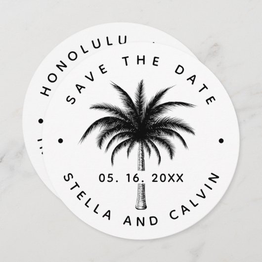 Tropical Palm Tree Wedding einfaches Foto Save The Date (Vorne/Hinten)