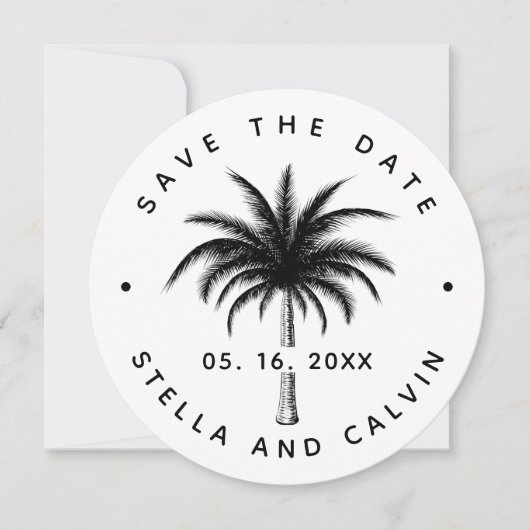 Tropical Palm Tree Wedding einfaches Foto Save The Date (Vorderseite)
